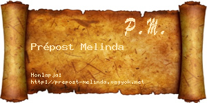 Prépost Melinda névjegykártya